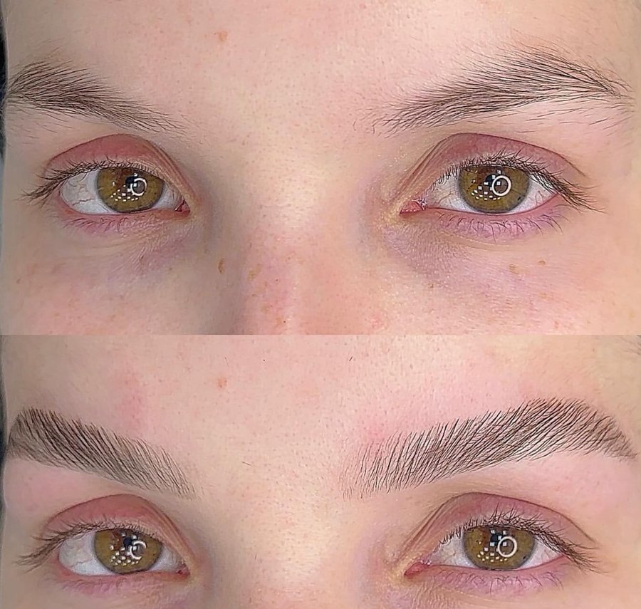 Antes e depois de sobrancelhas com B&Brows